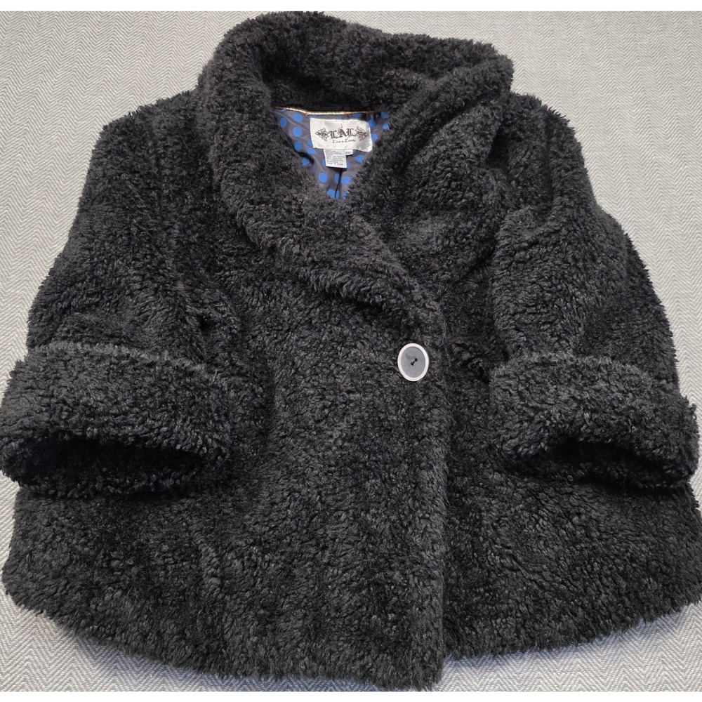 Live a Little Faux Fur Teddy Jacket Black XL Swing Coat Polka Dot Lining F6214CL